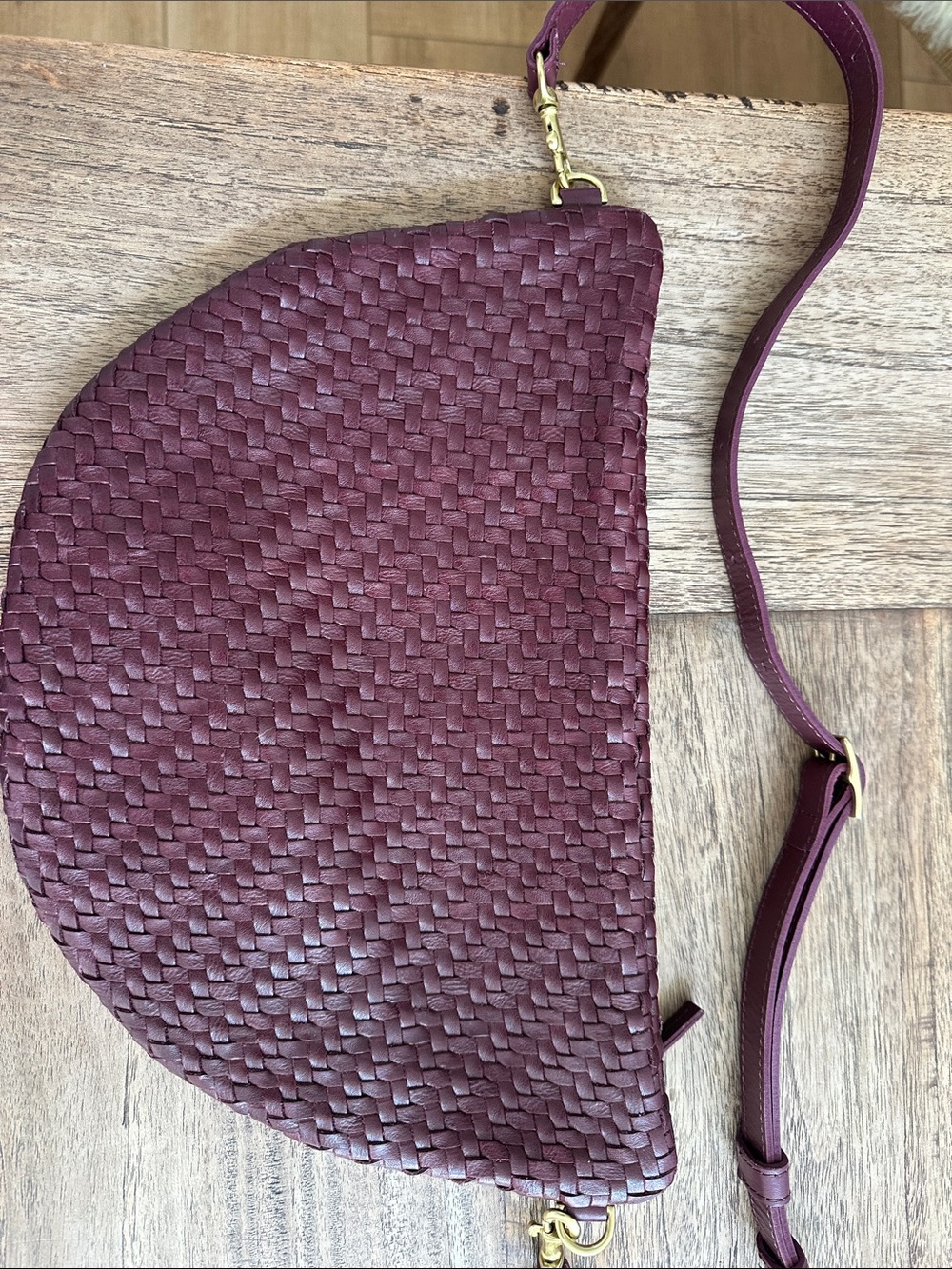 Clare V Woven Leather Crossbody - Cassis - Picture 4 of 5